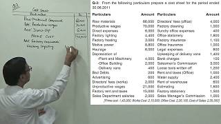 2 Cost Sheet Problem amp Solution  Cost and Management Accounting For BComMCom [upl. by Anivlem]