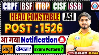 BSF HCM amp ASI Vacancy 2024 Out  BSF HCM Age Qualification Syllabus Exam Pattern  Dharmender Sir [upl. by Crin938]