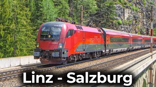 Quer durch Oberösterreich  4K Führerstandsmitfahrt Linz  Salzburg  ÖBB Railjet amp Taurus 1116 [upl. by Sakram]