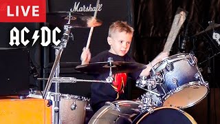 ACDC  Thunderstruck 5 year old Drummer LIVE [upl. by Yrbua]