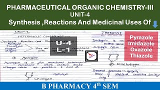 Pyrazole  Imidazole Oxazole Thiazole Synthesis  Properties amp Medicinal uses POCIIIrd U4 [upl. by Yenduhc]