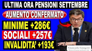 FUORI ORA AUMENTO UFFICIALE DELLE PENSIONI MINIME E DI INVALIDITÀ DA 193€ A 286€ INPS [upl. by Tybald884]