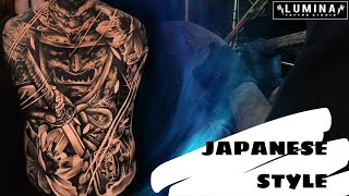 AMAZING JAPANESE HANNYA MASK  FULL BACK TATTOO [upl. by Eitsirk]