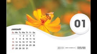 Hướng dẫn thiết kế lịch để bàn 2019 bằng Illustrator  Desk calender 2019 [upl. by Barret]