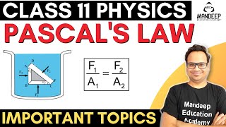 Fluid Mechanics 03  Pascals Law amp Hydraulic Lift 11 Physics Term 2 NEET 2022 NEET 2023 [upl. by Shing]