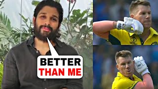 Allu Arjun reaction on David Warner Pushpa Style Celebration after his hundred vs Pakistan [upl. by Ahseinek901]