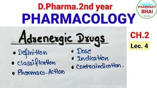 Adrenergic Drugs Ch2  Pharmacology  DPharma 2nd adrenergicdrugs pharmacology pharmacybhai [upl. by Snell345]