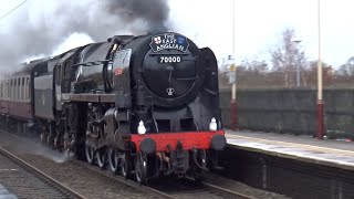 70000 Britannia Speeds past Penkridge on a Loaded Test Run 2512023 [upl. by Nitsraek]