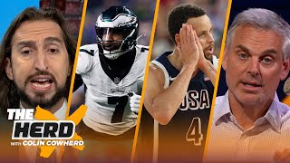 Stephen Curry leads USA to Gold LeBron James is Olympics MVP Jets won’t trade Reddick  THE HERD [upl. by Belamy]