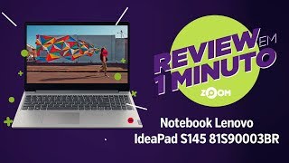 Notebook Lenovo Ideapad S145 i78565U  8GB RAM  GeForce MX110  REVIEW EM 1 MINUTO  ZOOM [upl. by Kitarp]