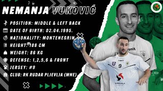 Nemanja Vukovic  Middle amp Left Back  RK Rudar Pljevlja  Highlights  Handball  CV  202324 [upl. by Culosio]