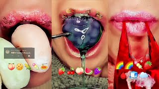 Viewers requested ASMR🎧RELAXING EMOJI FOOD creSatisfyingLips [upl. by Ardnad]