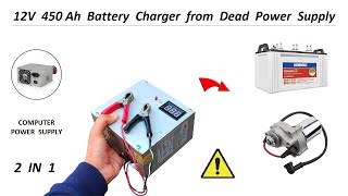 12 Volt 150Ah Battery Charger using old Computer Power Supply  220V AC to 12V DC [upl. by Acimat]