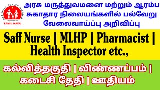 Staff Nurses job vacancy  DHS recruitment 2024 MLHP Jobs  Health inspector vacancy [upl. by Gusba524]