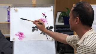 Henry Li Painting Roses with Chinese Brush and Watercolor in a Live Workshop in Portland [upl. by Nitsed227]