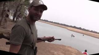 Hunters killing hippos in Zambia illegal hunting [upl. by Kare618]