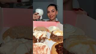 TASTING  RATING CRUMBL COOKIES IN 1 MINUTE  🤭💗🍪 crumblreview foodasmr cookiesandmilk [upl. by Eniak253]