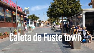 Walk around Caleta de Fuste town center main streets Fuerteventura shops bars restaurants [upl. by Nyberg589]