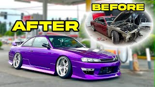 Rebuilding a DESTROYED Nissan s14 in 20 minutes Amazing Transformation [upl. by Akcirehs]