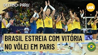 OLIMPÍADAS 2024 BRASIL VENCE O QUÊNIA E ESTREIA COM TRANQUILIDADE NO VÔLEI FEMININO EM PARIS [upl. by Anelrats]