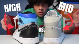 WATCH BEFORE YOU BUY Jordan 1 High VS Jordan 1 Mid Which is Better [upl. by Leerzej799]