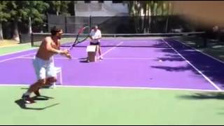 Janko Tipsarevic practicing running forehands [upl. by Ahsiadal]