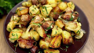 Bratkartoffeln mit Fleisch und Zwiebeln Ein einfaches und leckeres Rezept [upl. by Bagley]