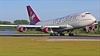 Incredible Close Up Heavy Landings at Manchester Airport  060618 [upl. by Ahsilak932]