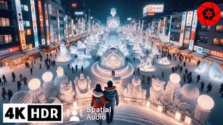 Exploring Japan’s Largest Snow Festival Night Walk  4K HDR [upl. by Siroled]