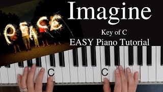 Imagine John Lennon Key of CEASY Piano Tutorial [upl. by Meehyr]