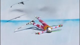 Cornelia HÜTTER  CRASH  Downhill  Crans Montana 2022 [upl. by Gower]