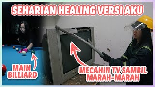 SEHARIAN HEALING VERSI ADELINE  MECAHIN TV PAKE TONGKAT SAMBIL MARAH MARAH [upl. by Siuol]