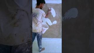 Wall putty design Wall apply popper 1st coat waterproof putty shorts painting design workout [upl. by Haron]