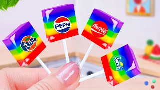 Fanta Pepsi Coca Cola Yummy Rainbow Jelly Sticks 😍 Try Out New Mini Jelly Tutorial 🍭 Miniature Sugar [upl. by Mairhpe]