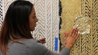 How to Stencil Textured Walls with Embossing Rollers Gold Leaf and Wall Stencils [upl. by Larissa]