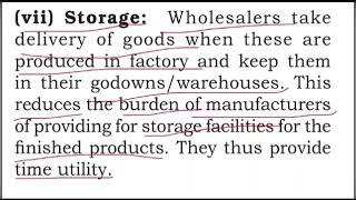 Ncert  Services of wholesalers to retailers and manufacturers  class 11 business studies [upl. by Josephine]