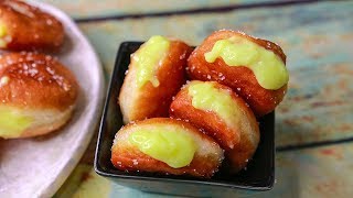 Custard Filled Doughnuts  Custard Cream Donuts  Eggless Doughnuts Recipe [upl. by Anehta]