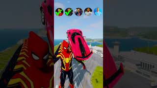 🚘CR7 vs Messi vs Mbappe vs Neymar vs Spiderman Characters⚽️beamngdrive simulator shorts football [upl. by Janka]