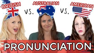 1 LANGUAGE 3 ACCENTS UK vs USA vs AUS English Pronunciation [upl. by Adiasteb90]