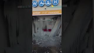 Icicles form at carwash after winter storms in US [upl. by Lundeen]