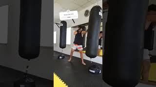 Muay Thai kicks bag work 👊kick muaythai muaythaigym thaiboxing [upl. by Anaeg]