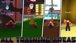 ALL Training Areas in Anime Fighting Simulator  IN DETAIL [upl. by Ahsenyt]