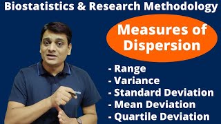 Part 11 Measures of Dispersion  Range Standard Deviation  Biostatistics amp Research Methodology [upl. by Noiztneb]