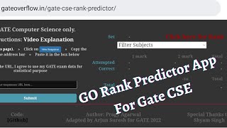 Gate Overflow Rank Predictor  Gate CSE2022  Gate Examination [upl. by Eimyaj263]