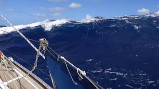 28 foot yacht semi knock down by breaking wave in stormy seas [upl. by Wilkens]