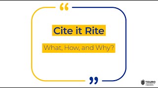 Cite it Rite What How and Why [upl. by Chapell27]