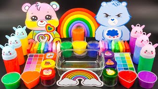 1 Hour Satisfying Slime  Rainbow Care Bears Mixing Slime Random Cute  ASMR Ideas By Elsa Slime [upl. by Stella]