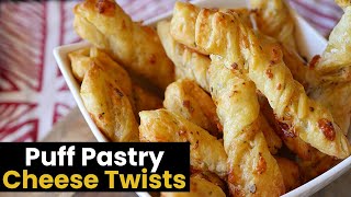 Super Easy Puff Pastry Cheese Twists [upl. by Oinimreh838]