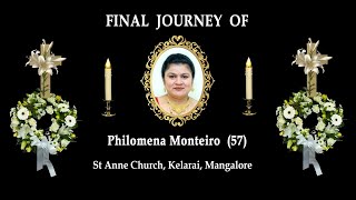 Final Journey of Philomena Monteiro 57  St Anne Church Kelarai Mangalore [upl. by Seabrooke]