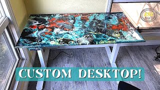 Custom Desktop  Adjustable Desk  Silicone Oil in Epoxy Resin  Clearcast 7050  Faux Rizzle [upl. by Valerye]